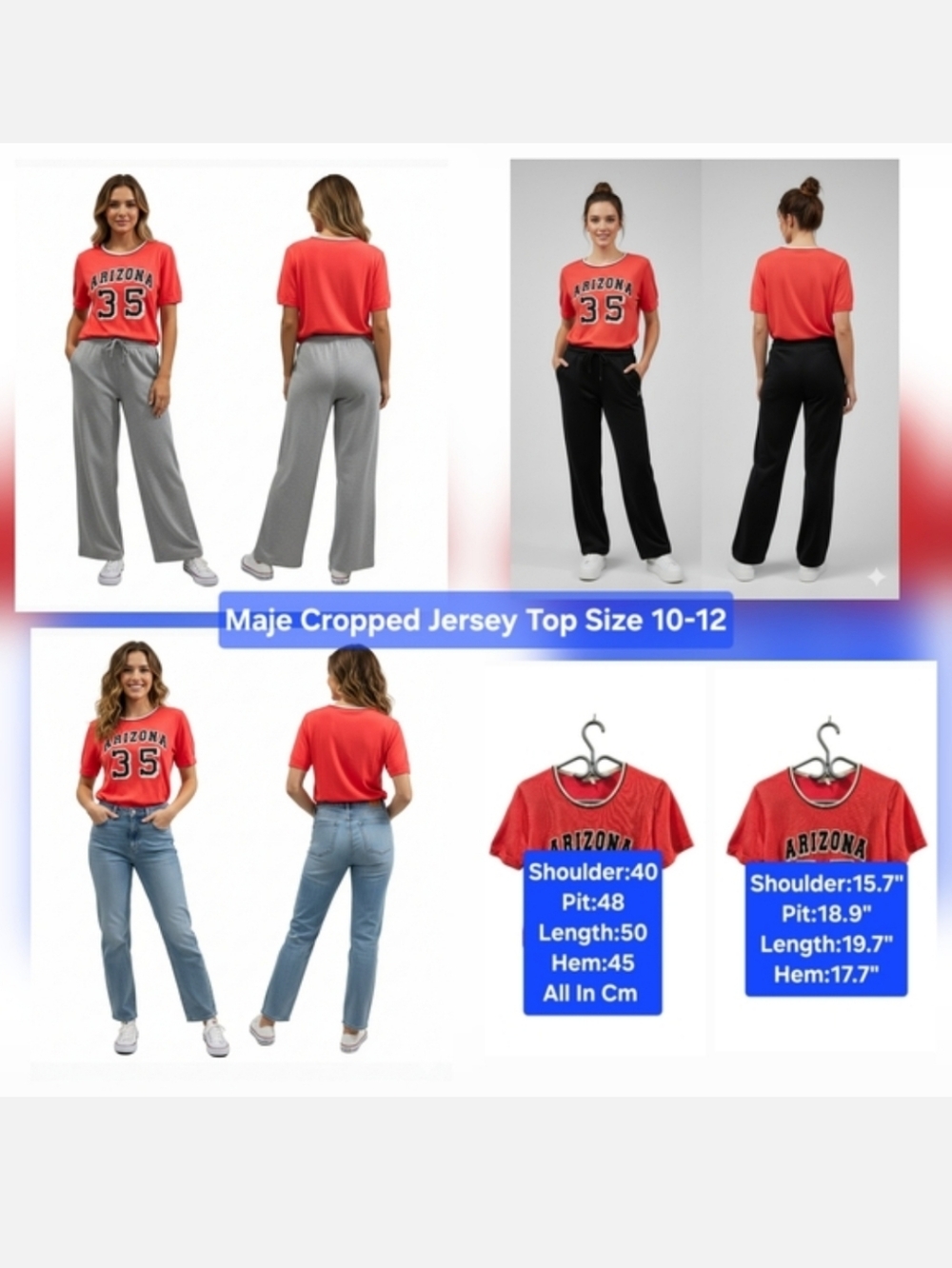 Maje Cropped Jersey Top Size 10-12